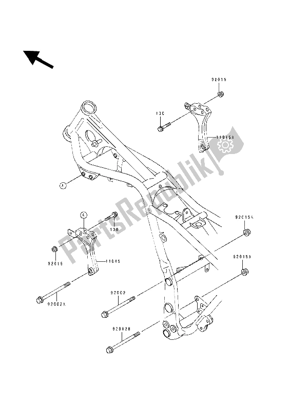 All parts for the Frame Fittings of the Kawasaki EL 250E 1994