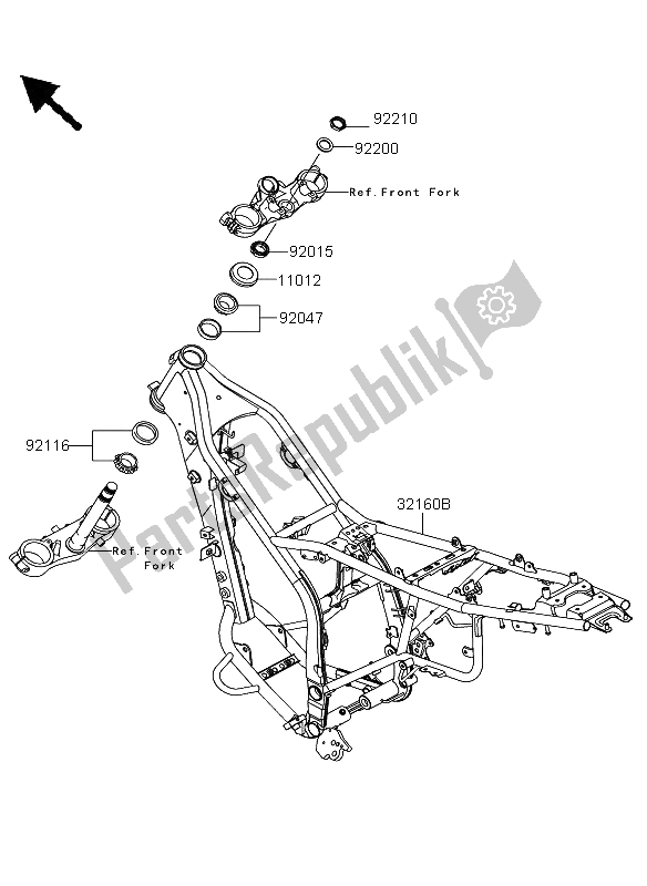 All parts for the Frame of the Kawasaki KLX 250 2012