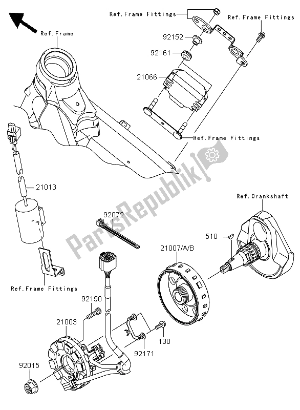 All parts for the Generator of the Kawasaki KX 450F 2011