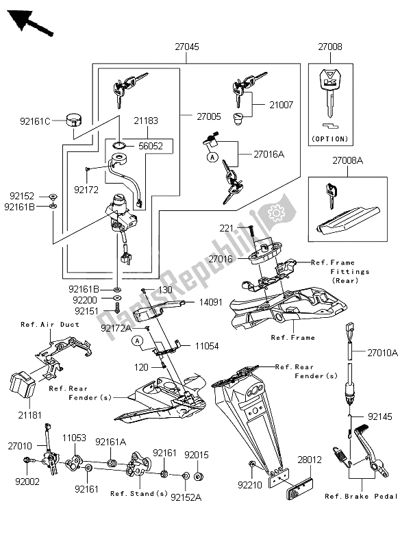 All parts for the Ignition Switch of the Kawasaki Ninja ZX 6R 600 2008