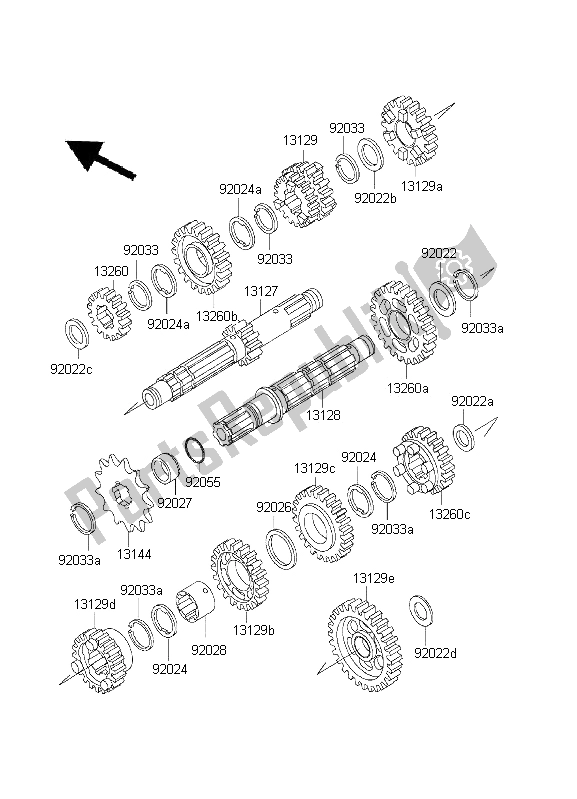 All parts for the Transmission of the Kawasaki KLX 300R 2001