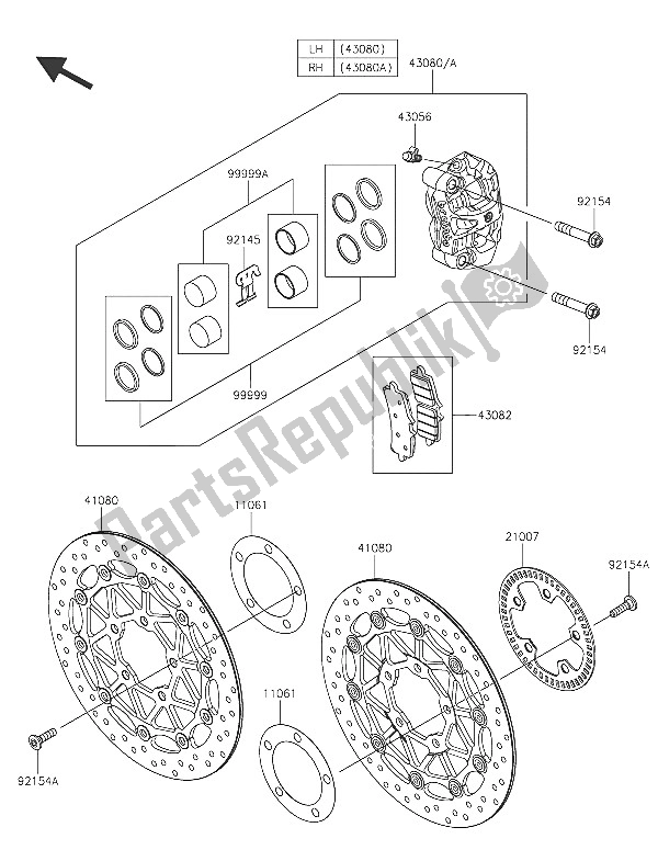 All parts for the Front Brake of the Kawasaki ZZR 1400 ABS 2016