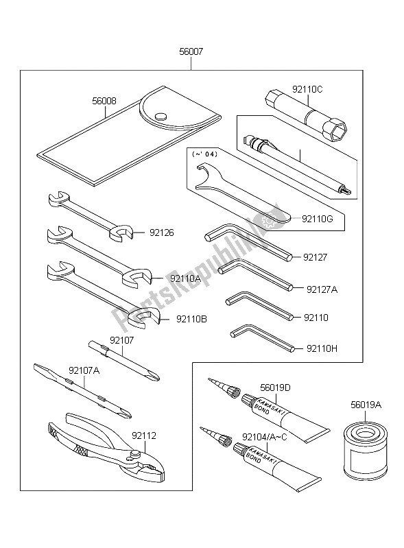 All parts for the Owners Tools of the Kawasaki VN 1600 Classic 2004