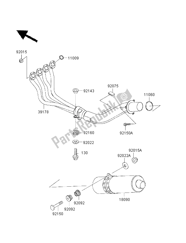 Toutes les pièces pour le Silencieux du Kawasaki Ninja ZX 6R 600 1997