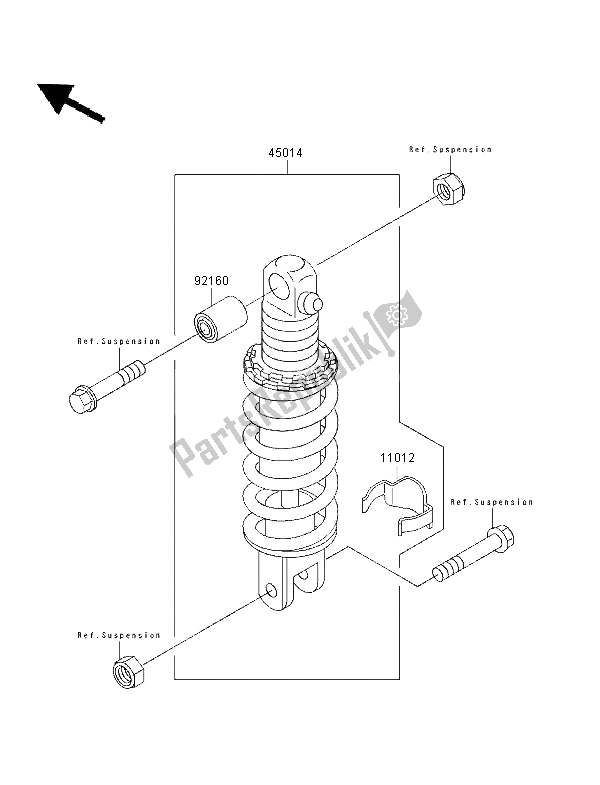 All parts for the Shock Absorber of the Kawasaki ZZR 1100 1996