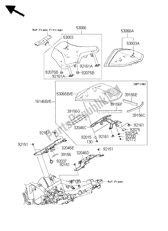 Alle onderdelen voor de Stoel van de Kawasaki Z 750 2009