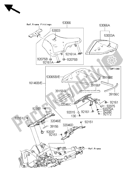 All parts for the Seat of the Kawasaki Z 750 2009