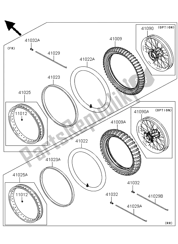 Tutte le parti per il Pneumatici del Kawasaki KLX 250 2010