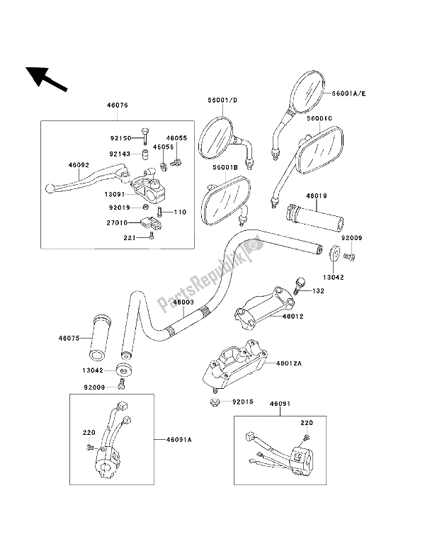 Toutes les pièces pour le Guidon du Kawasaki EN 500 1992