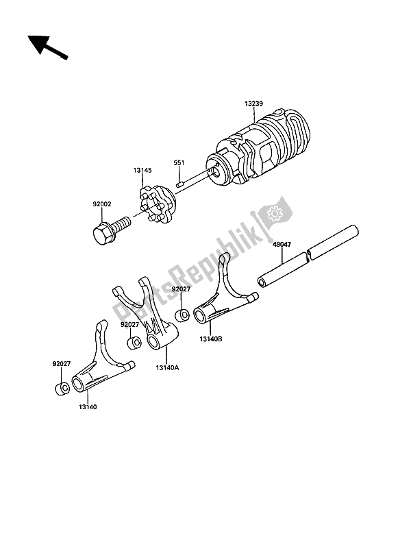 Tutte le parti per il Tamburo Cambio E Forcella / E Cambio del Kawasaki KR 1 250 1989