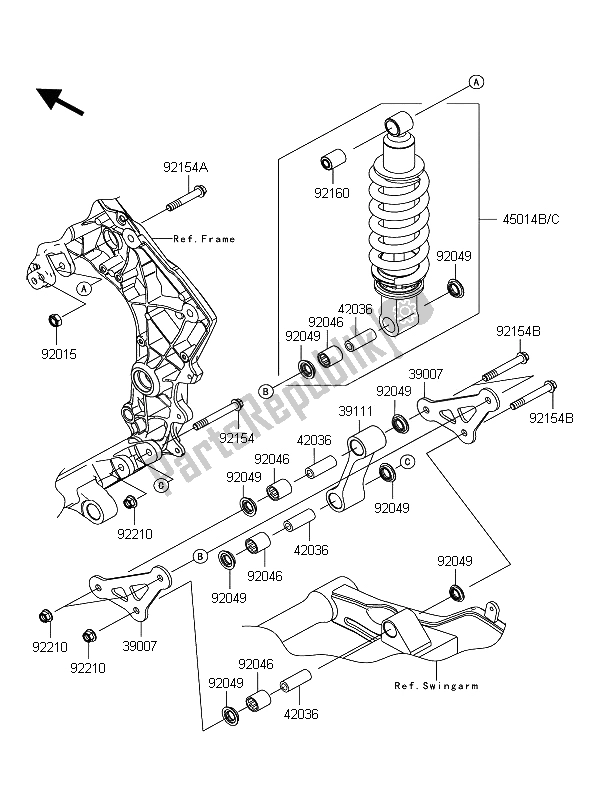 Todas las partes para Suspensión Y Amortiguador de Kawasaki Z 1000 2012