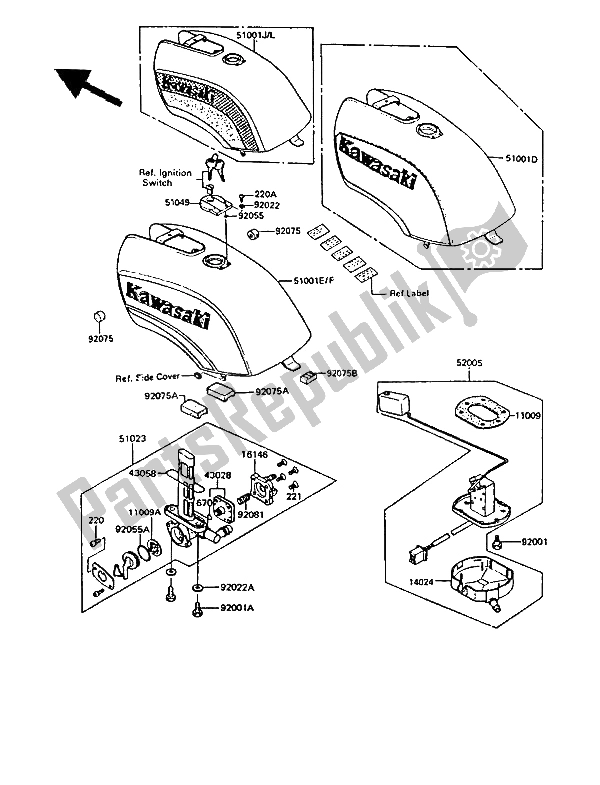 Toutes les pièces pour le Réservoir D'essence du Kawasaki GPZ 550 1985