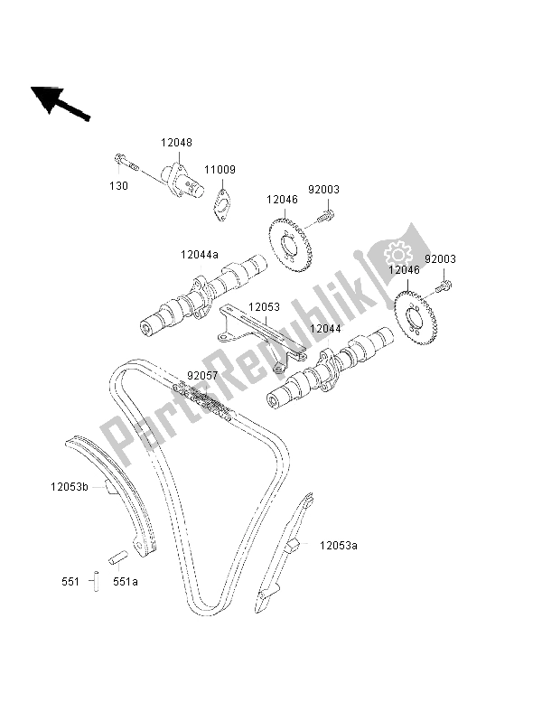 Todas las partes para árboles De Levas Y Tensor de Kawasaki EN 500 2002