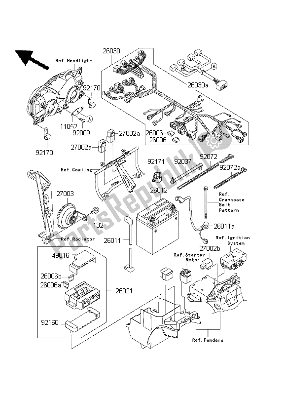 All parts for the Chassis Electrical Equipment of the Kawasaki ZRX 1200S 2001