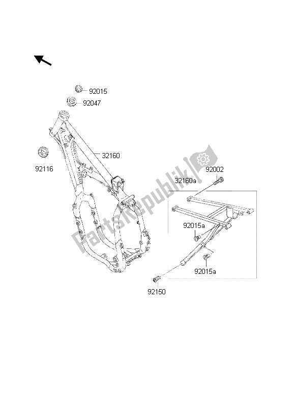 Tutte le parti per il Telaio del Kawasaki KX 500 1998