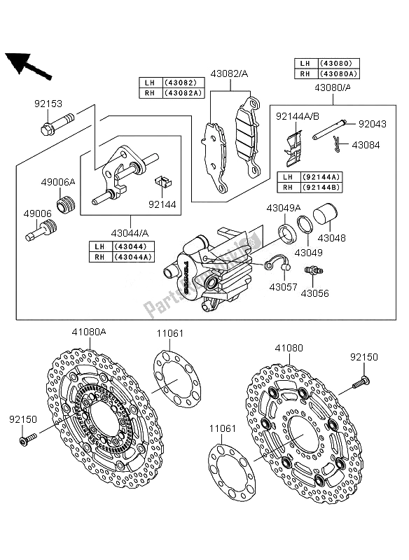 All parts for the Front Brake of the Kawasaki Versys ABS 650 2011