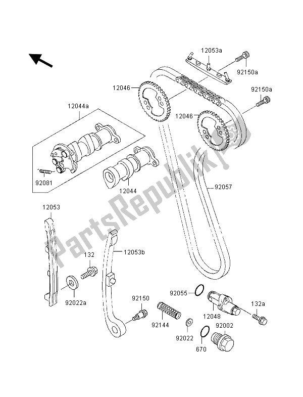 Todas as partes de árvore De Cames E Tensor do Kawasaki KLX 250R 1996