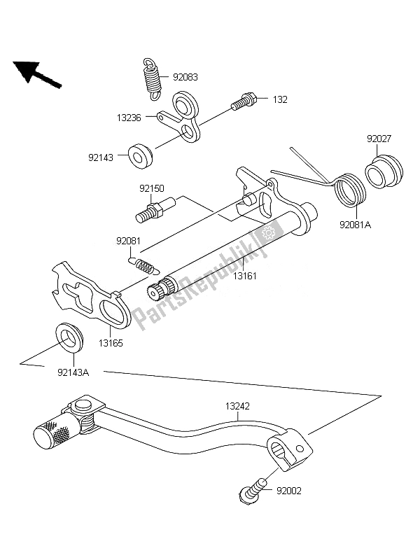 All parts for the Gear Change Mechanism of the Kawasaki KX 85 SW LW 2010