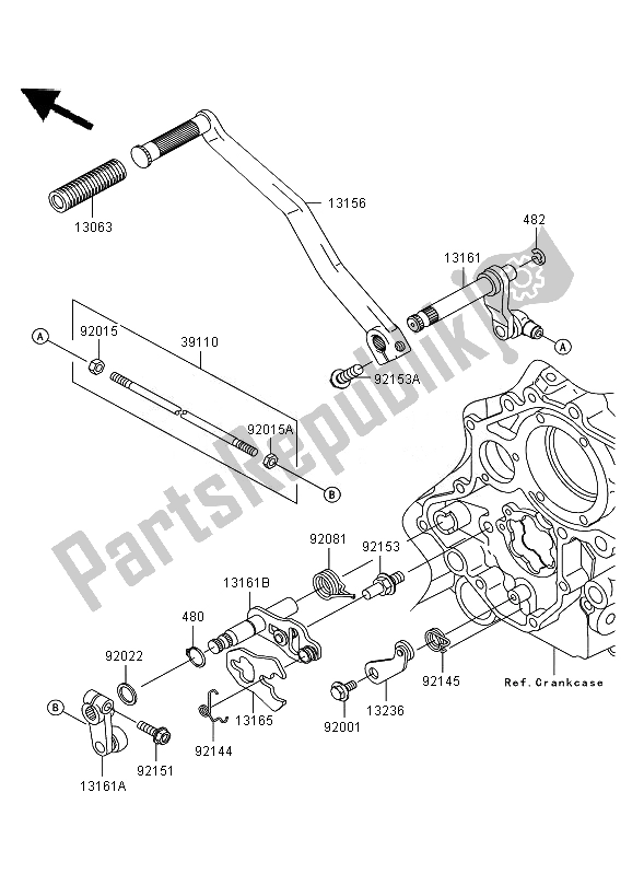 Toutes les pièces pour le Mécanisme De Changement De Vitesse du Kawasaki VN 1600 Mean Streak 2007