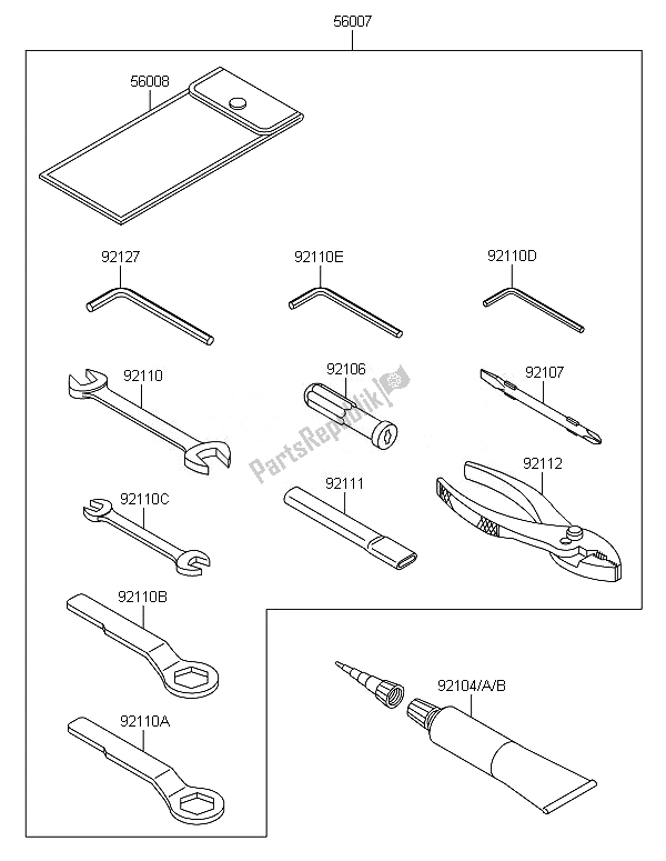 Alle onderdelen voor de Eigenaars Tools van de Kawasaki Z 800 2014