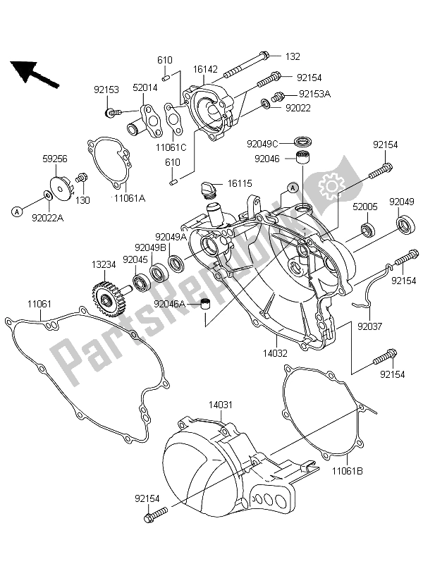 Tutte le parti per il Coperchio Del Motore del Kawasaki KX 65 2011