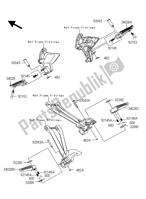 All parts for the Footrest of the Kawasaki Z 1000 ABS 2011