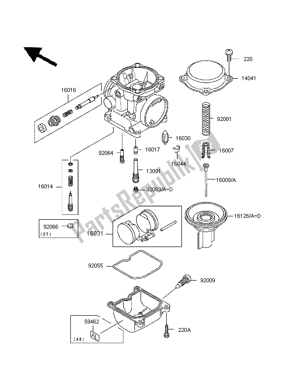 Tutte le parti per il Parti Del Carburatore del Kawasaki EN 500 1997