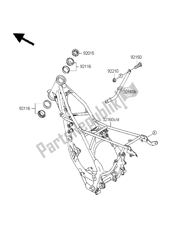 All parts for the Frame of the Kawasaki KX 80 SW LW 1999