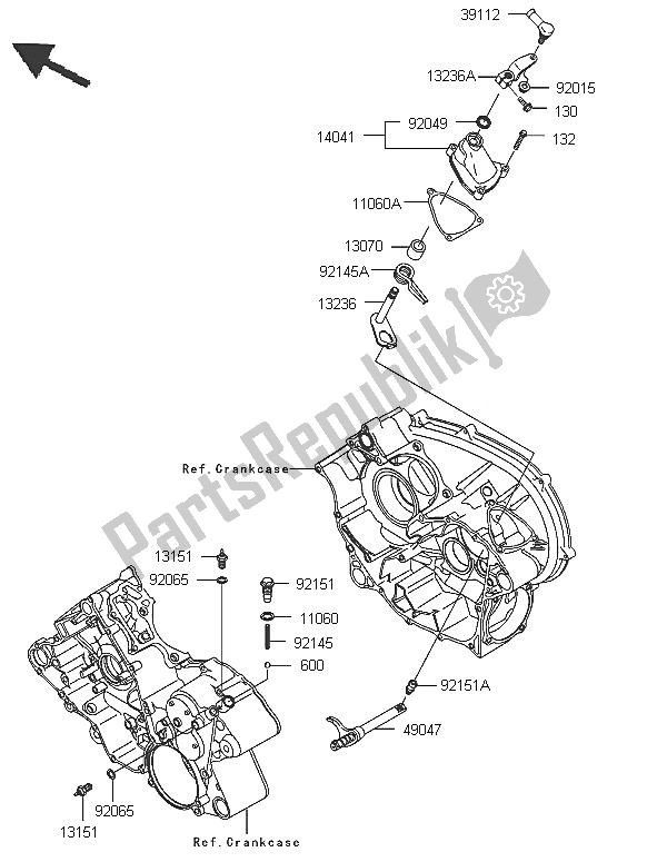 Wszystkie części do Mechanizm Zmiany Biegów Kawasaki KVF 650 4X4 2005