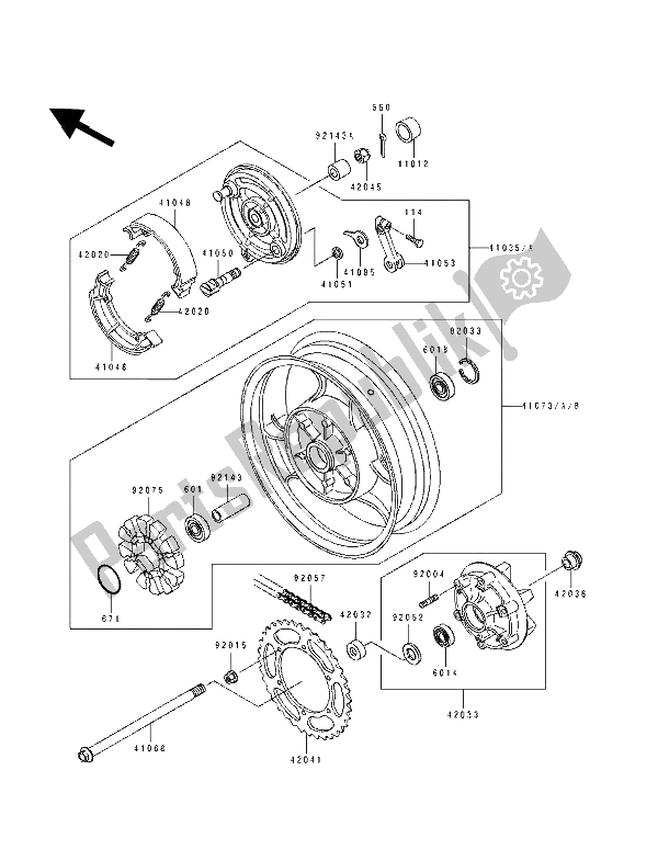 Toutes les pièces pour le Moyeu Arrière du Kawasaki EL 250E 1993