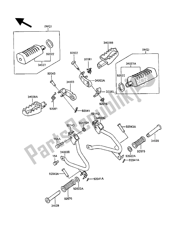 Tutte le parti per il Passo del Kawasaki KLR 250 1990