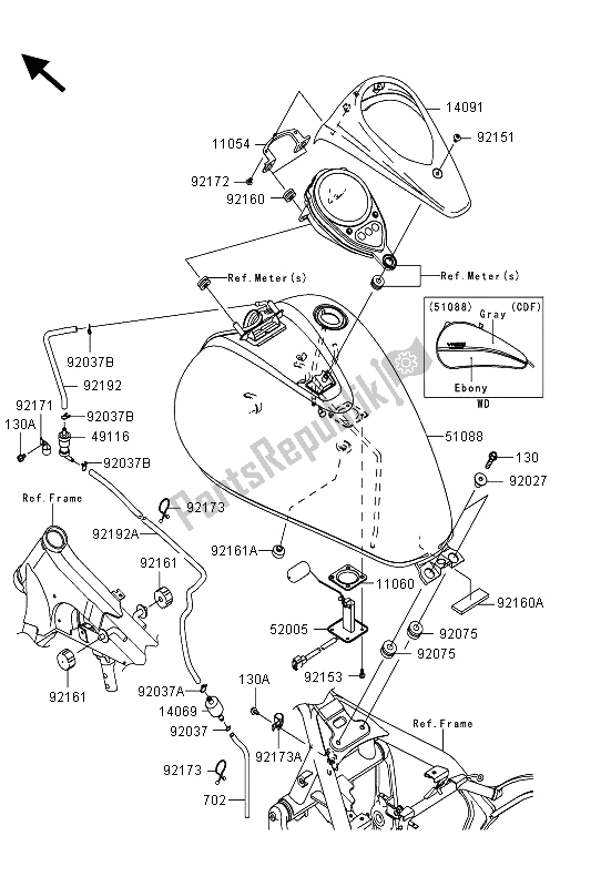 All parts for the Fuel Tank of the Kawasaki VN 900 Custom 2013