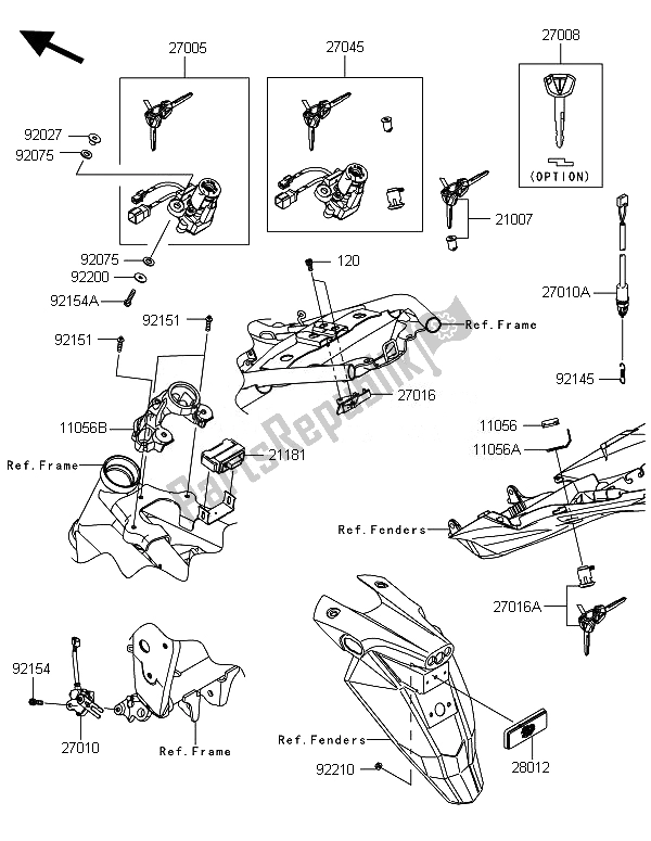 Toutes les pièces pour le Interrupteur D'allumage du Kawasaki Z 800 ABS BEF 2014