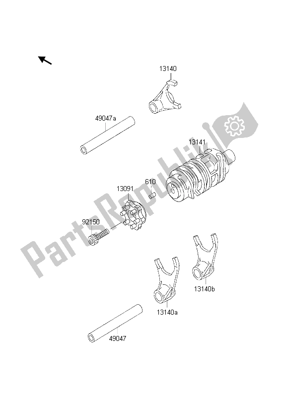 All parts for the Gear Change Drum & Shift Fork of the Kawasaki KLX 300R 2002