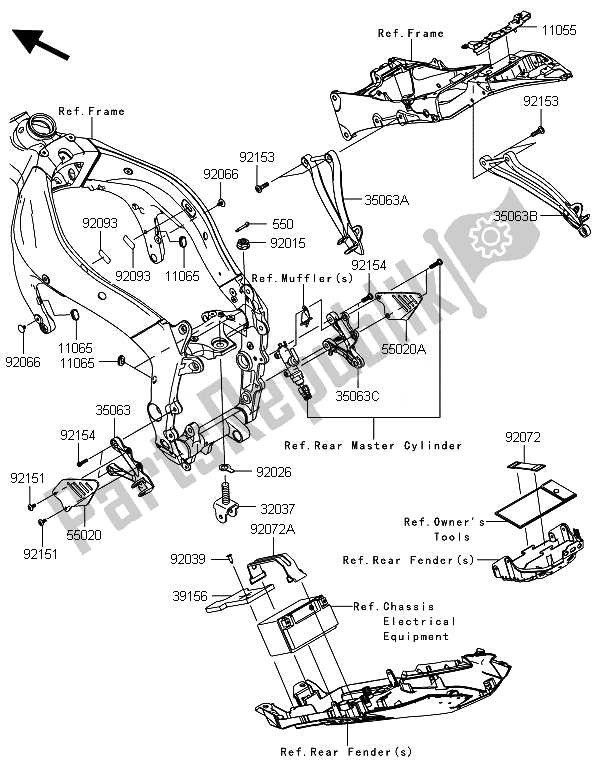 Alle onderdelen voor de Frame Hulpstukken van de Kawasaki Ninja ZX 6R ABS 600 2014