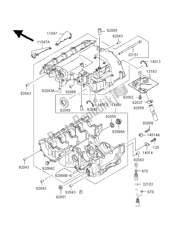 Todas las partes para Caja Del Cigüeñal de Kawasaki ZXR 400 1998