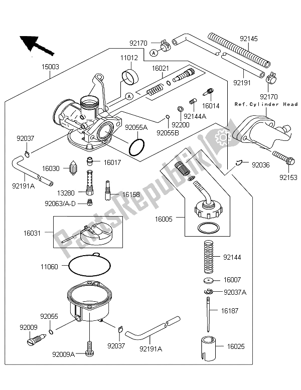 Todas las partes para Carburador de Kawasaki KLX 110 2008