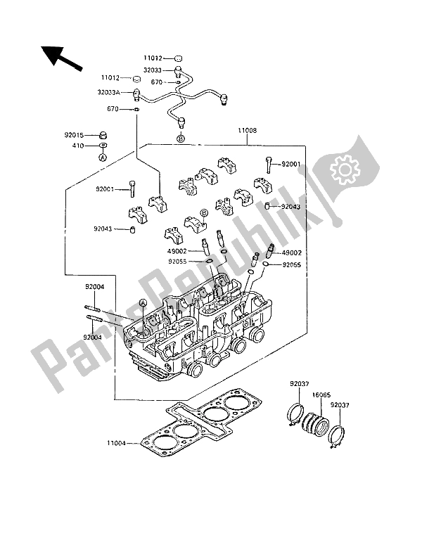 Tutte le parti per il Testata del Kawasaki GPZ 600R 1987