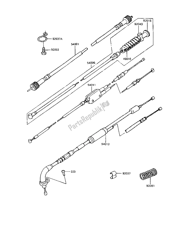 Tutte le parti per il Cavo del Kawasaki KE 100 1991