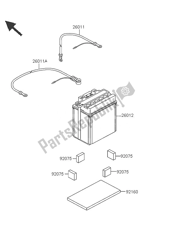 All parts for the Optional Parts (battery) of the Kawasaki KVF 360 4X4 2005
