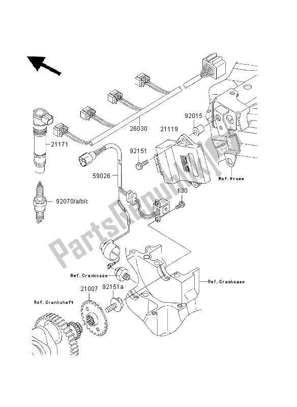 All parts for the Ignition System of the Kawasaki Ninja ZX 9R 900 2003