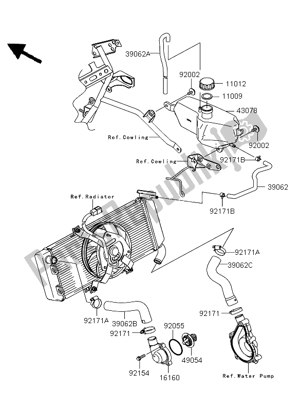 Alle onderdelen voor de Waterpijp van de Kawasaki Versys ABS 650 2012