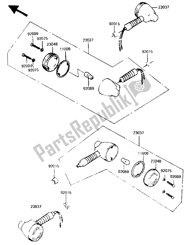 Alle onderdelen voor de Richtingaanwijzer van de Kawasaki KDX 250 1985