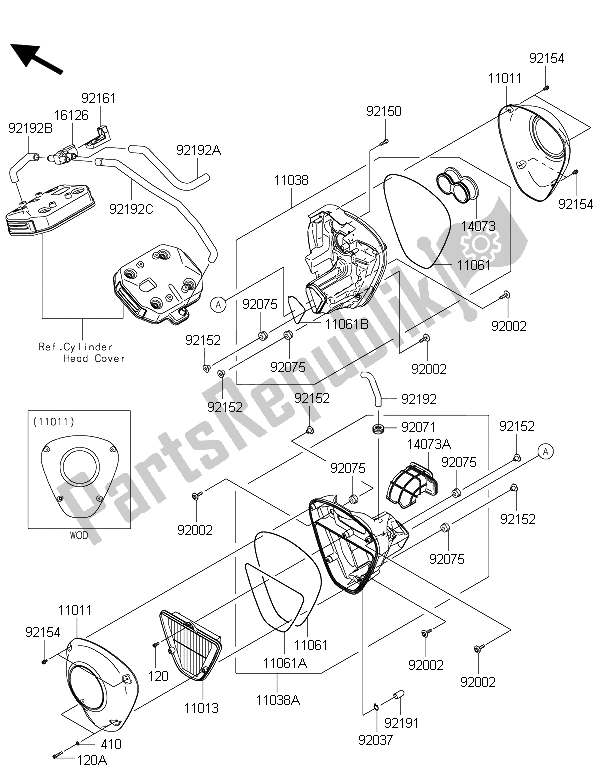 All parts for the Air Cleaner of the Kawasaki Vulcan 1700 Voyager ABS 2015