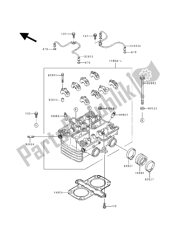 Tutte le parti per il Testata del Kawasaki KLE 500 1994