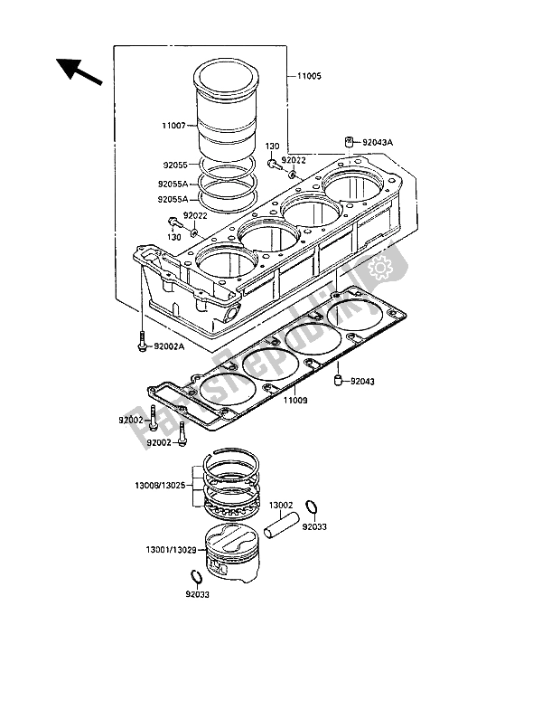 Todas las partes para Cilindro Y Pistón (es) de Kawasaki 1000 GTR 1986