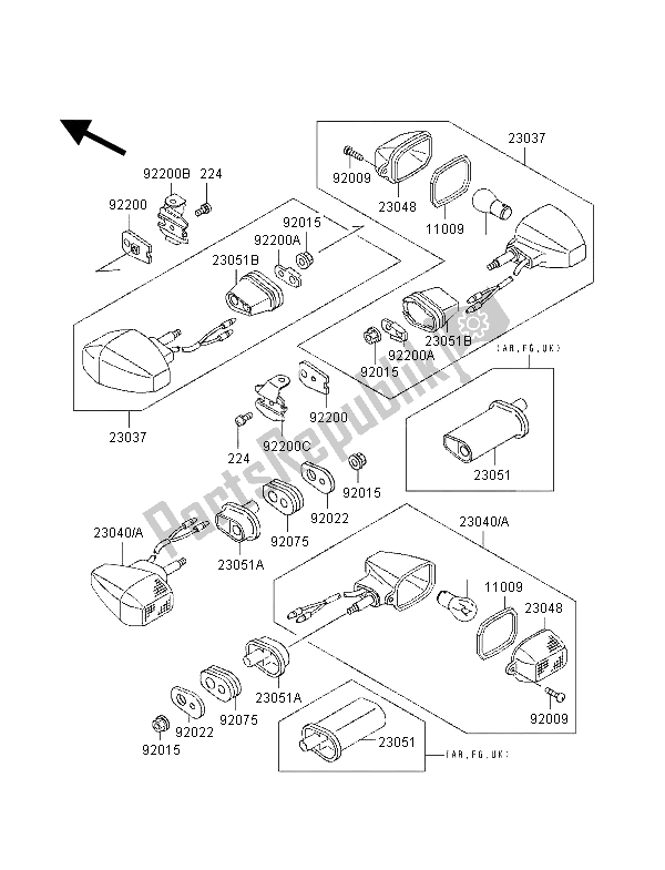 All parts for the Turn Signals of the Kawasaki ZXR 400 1998
