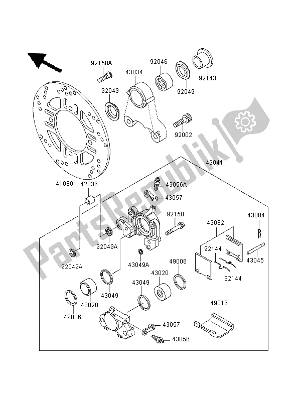 Toutes les pièces pour le Frein Arriere du Kawasaki ZZR 1100 1995