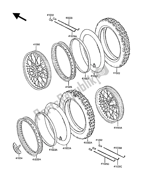 Toutes les pièces pour le Pneus du Kawasaki KX 80 1988