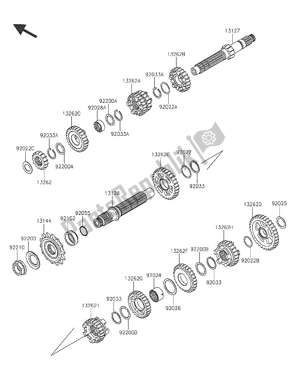 All parts for the Transmission of the Kawasaki Z 250 SL 2016